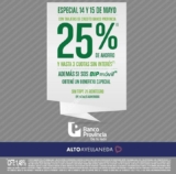 Promoción especial Alto Avellaneda: 25% de descuento y 3 cuotas sin interés con tarjetas Banco Provincia. 15 y 16 de mayo