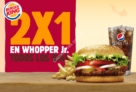 Promo Burguer King: 2x1en Whooper Jr. todos los días con Cuponstar. Hasta el 30 de junio de 2016