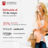 Promoción Sorpresa Santander Río: 35% de descuento y 3 cuotas sin interés en grandes marcas, solo para registrados. Viernes 15 de mayo