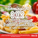 Ofertas Club Dia: 3×2 en pastas frescas y queso rallado. Domingo 10 de mayo