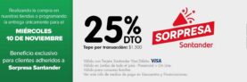 Sorpresa Santander 10 de noviembre: 25% de descuento hoy en supermercados participantes