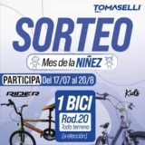 Sorteo Tomaselli Mes de la Niñez: Ganá una Bici Todoterreno Rod.20 a elección modelo Rider o Kids Dama