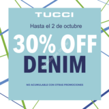 Promo fin de semana en Tucci Bahia Blanca Shopping: 30% de descuento en Denim, hasta el 2 de octubre.